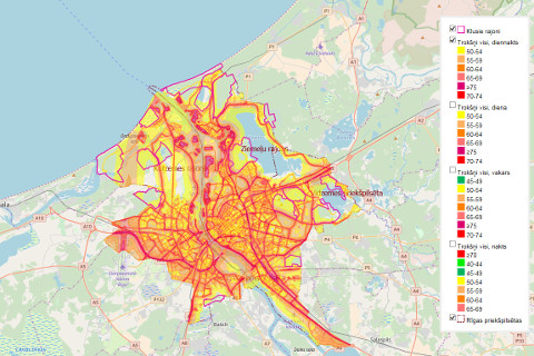 vides trokšņu karte pilsētā Rīga