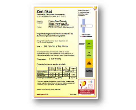 Stiklotas fasādes pasīvās mājas komponentes sertifikāts