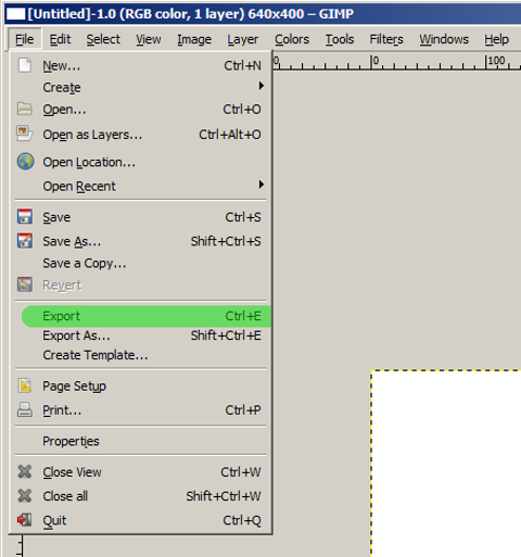 attēlu eksportēt populārajos failu formātos GIMP